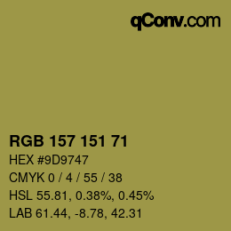 Color code: RGB 157 151 71 | qconv.com