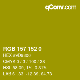 Color code: RGB 157 152 0 | qconv.com