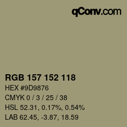 カラーコード: RGB 157 152 118 | qconv.com