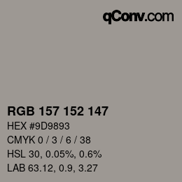 Color code: RGB 157 152 147 | qconv.com