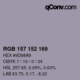 カラーコード: RGB 157 152 169 | qconv.com