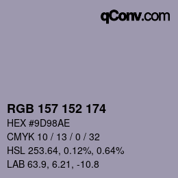 Color code: RGB 157 152 174 | qconv.com