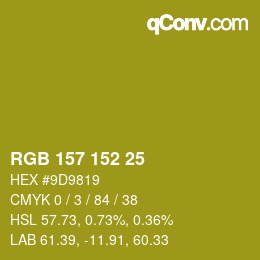 Color code: RGB 157 152 25 | qconv.com