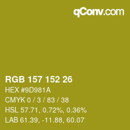 Color code: RGB 157 152 26 | qconv.com