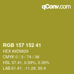Color code: RGB 157 152 41 | qconv.com