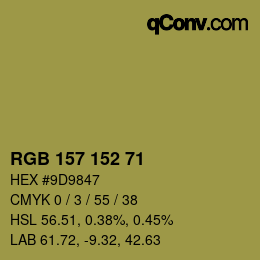 Color code: RGB 157 152 71 | qconv.com