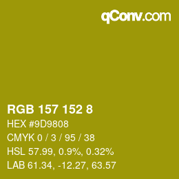 カラーコード: RGB 157 152 8 | qconv.com