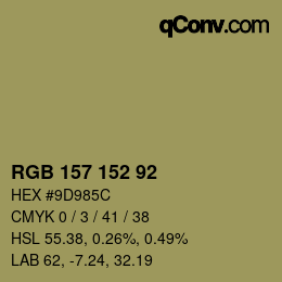 カラーコード: RGB 157 152 92 | qconv.com