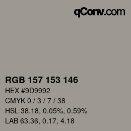 Color code: RGB 157 153 146 | qconv.com