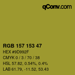 Color code: RGB 157 153 47 | qconv.com