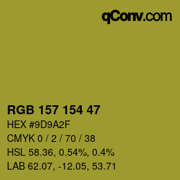 Color code: RGB 157 154 47 | qconv.com