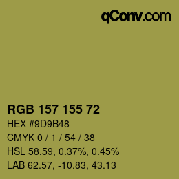 Color code: RGB 157 155 72 | qconv.com
