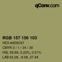 Código de color: RGB 157 156 103 | qconv.com