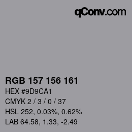 颜色代码: RGB 157 156 161 | qconv.com
