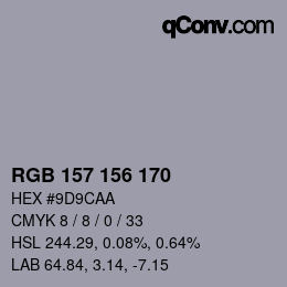 Color code: RGB 157 156 170 | qconv.com