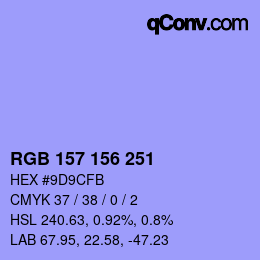 Color code: RGB 157 156 251 | qconv.com