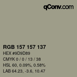 Color code: RGB 157 157 137 | qconv.com