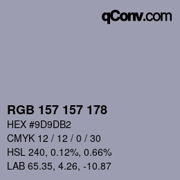 Code couleur: RGB 157 157 178 | qconv.com
