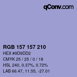 Código de color: RGB 157 157 210 | qconv.com