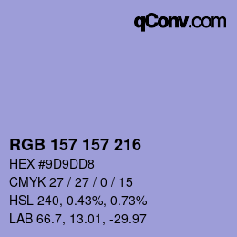 Farbcode: RGB 157 157 216 | qconv.com