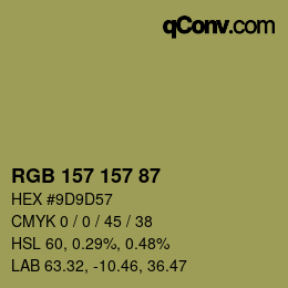 カラーコード: RGB 157 157 87 | qconv.com