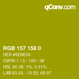 颜色代码: RGB 157 158 0 | qconv.com