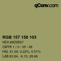 カラーコード: RGB 157 158 103 | qconv.com
