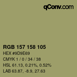 颜色代码: RGB 157 158 105 | qconv.com