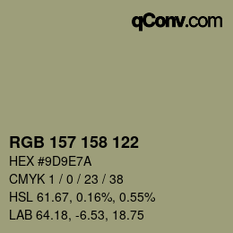 カラーコード: RGB 157 158 122 | qconv.com