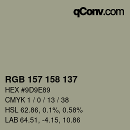 カラーコード: RGB 157 158 137 | qconv.com