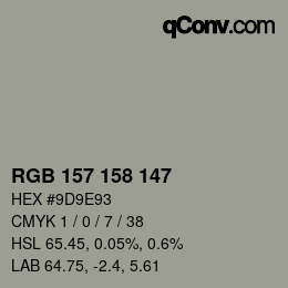 Color code: RGB 157 158 147 | qconv.com