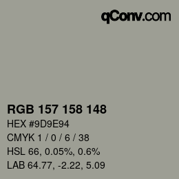 Color code: RGB 157 158 148 | qconv.com