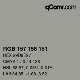 カラーコード: RGB 157 158 151 | qconv.com