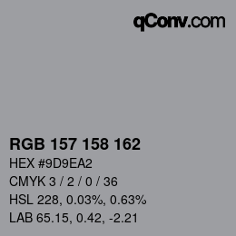 カラーコード: RGB 157 158 162 | qconv.com