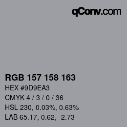 Color code: RGB 157 158 163 | qconv.com