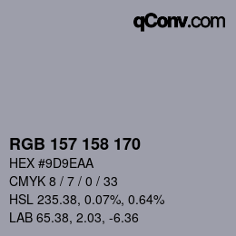 颜色代码: RGB 157 158 170 | qconv.com