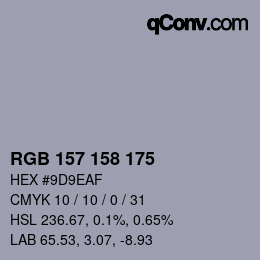 颜色代码: RGB 157 158 175 | qconv.com