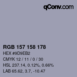カラーコード: RGB 157 158 178 | qconv.com
