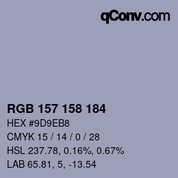 カラーコード: RGB 157 158 184 | qconv.com