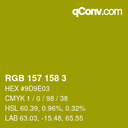カラーコード: RGB 157 158 3 | qconv.com