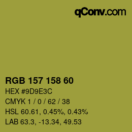 カラーコード: RGB 157 158 60 | qconv.com