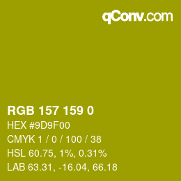 カラーコード: RGB 157 159 0 | qconv.com