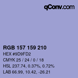 カラーコード: RGB 157 159 210 | qconv.com