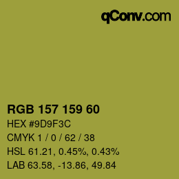 颜色代码: RGB 157 159 60 | qconv.com