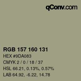 Farbcode: RGB 157 160 131 | qconv.com