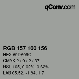 Color code: RGB 157 160 156 | qconv.com