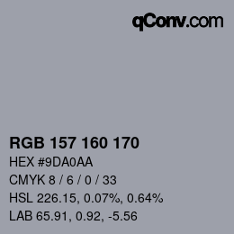 Código de color: RGB 157 160 170 | qconv.com
