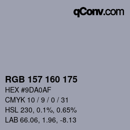 Farbcode: RGB 157 160 175 | qconv.com