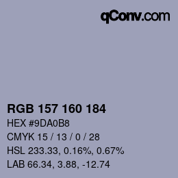 Código de color: RGB 157 160 184 | qconv.com