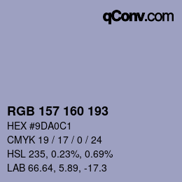 Farbcode: RGB 157 160 193 | qconv.com